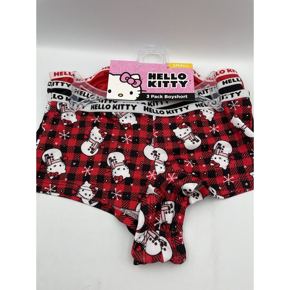 HELLO KITTY Christmas Snowman 3-Pk, Junior Boy Shorts Panties Size Small NEW